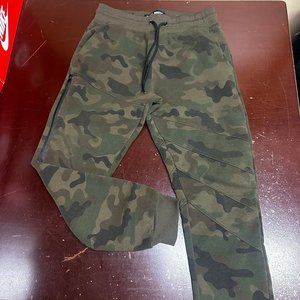 Rebel Minds Mens Green Camouflage Elastic Waist Tapered Leg Sweatpants Size XL